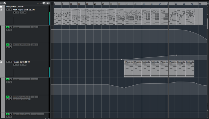 DAW timeline showing piano MIDI tracks and automation, the type of session structure this capture discipline keeps retraceable