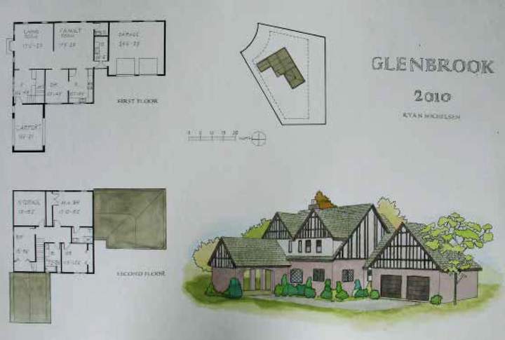 Plotted CAD plan sheet from final architectural project